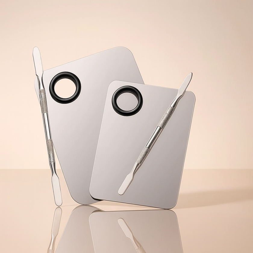 Stainless Steel Makeup Mixing Palette & Spatula Set