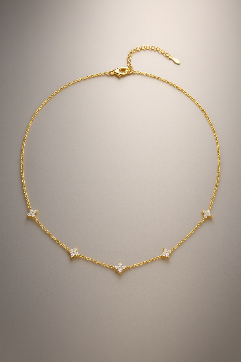 Gold Plated Four-Leaf Necklace