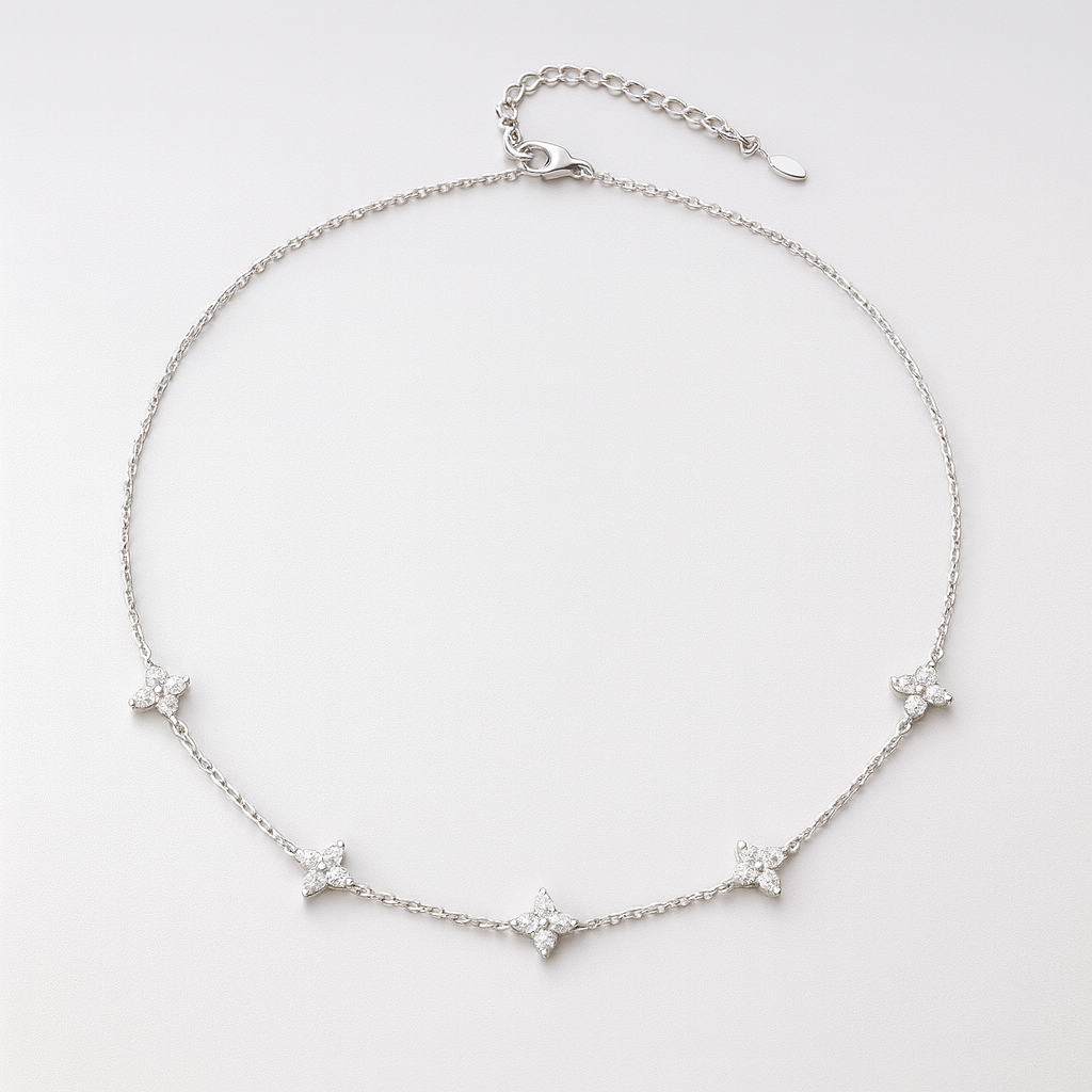 Silver Four-Leaf Necklace