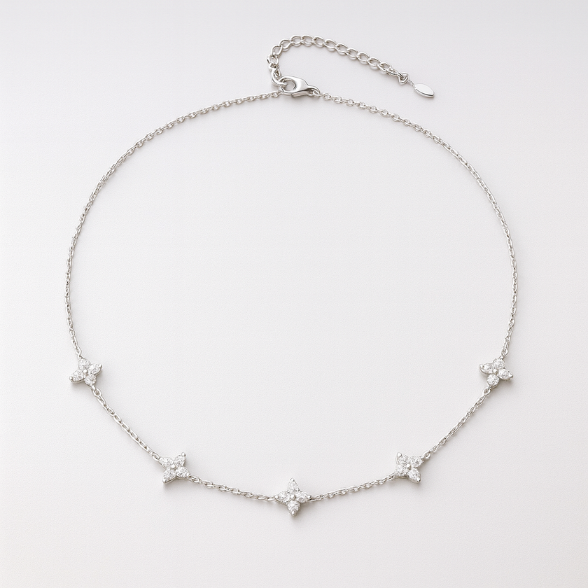 Silver Four-Leaf Necklace