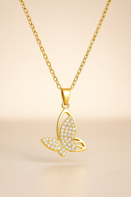 Gold Plated Butterfly Necklace