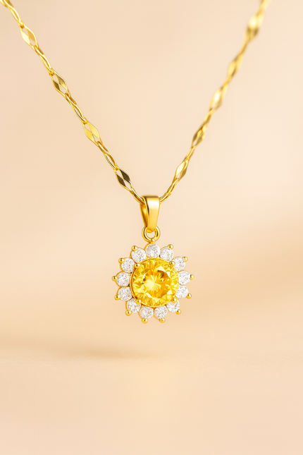 Gold Plated Sunflower Necklace