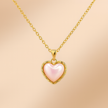 Gold Plated Pink Heart Necklace