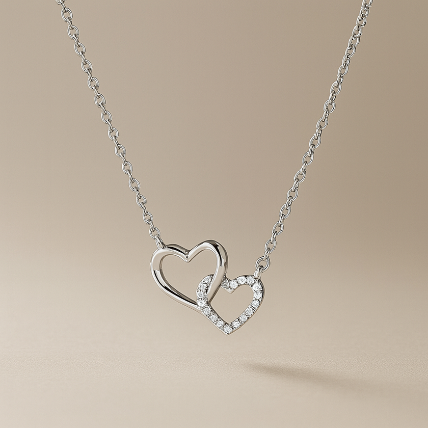 Silver Double Heart Necklace