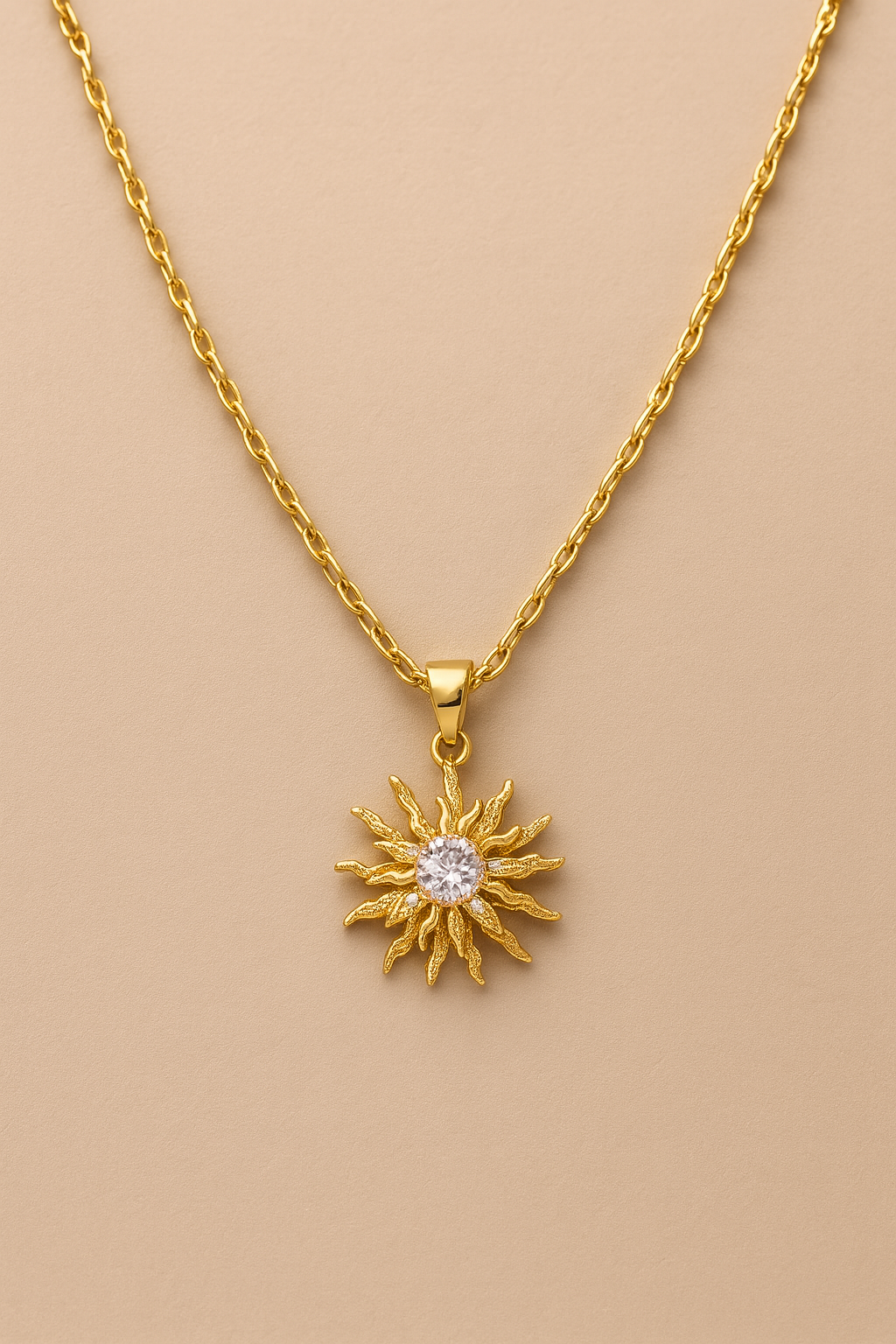 Gold Plated Sunburst Necklace
