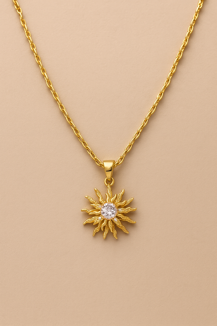 Gold Plated Sunburst Necklace
