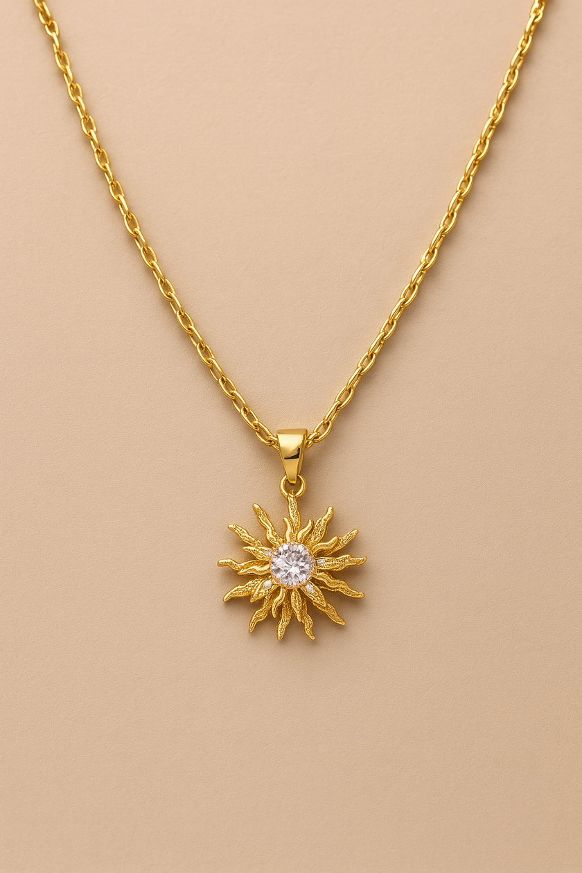 Gold Plated Sunburst Necklace