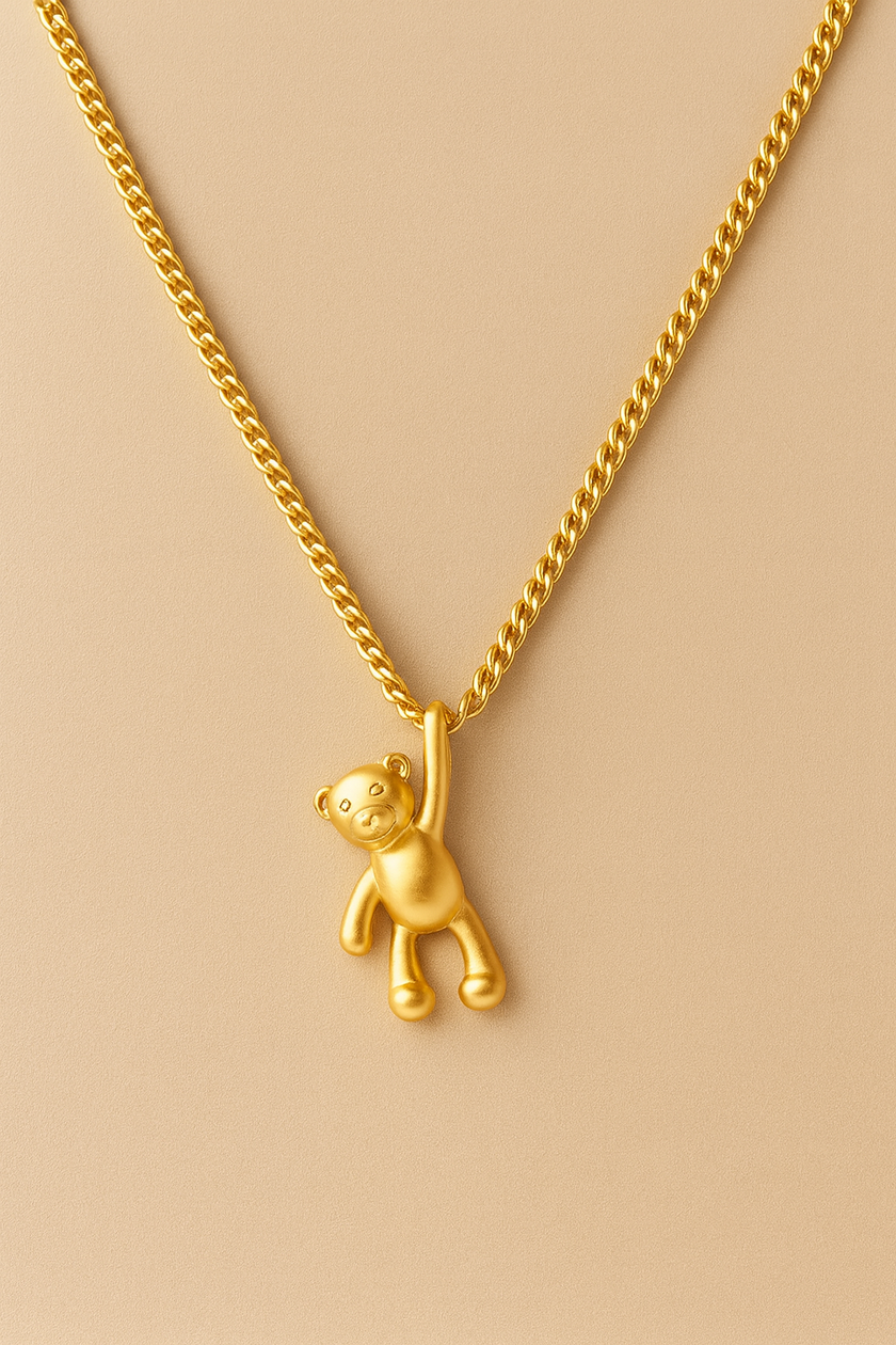 Gold Plated Teddy Bear Necklace