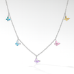 Silver Colorful Butterfly Charm Necklace