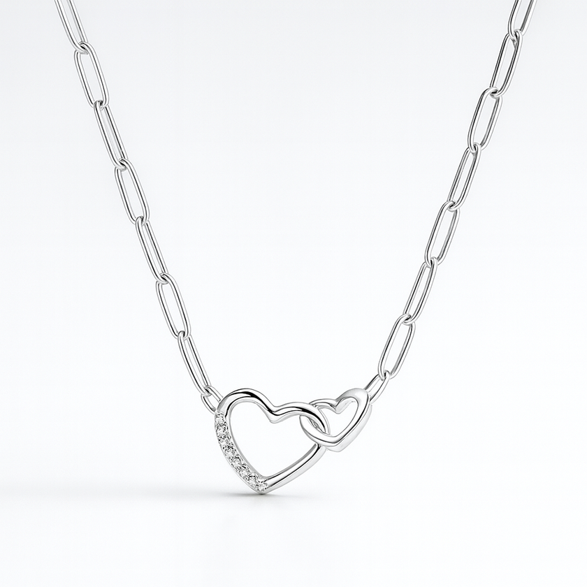 Silver Double Heart Necklace