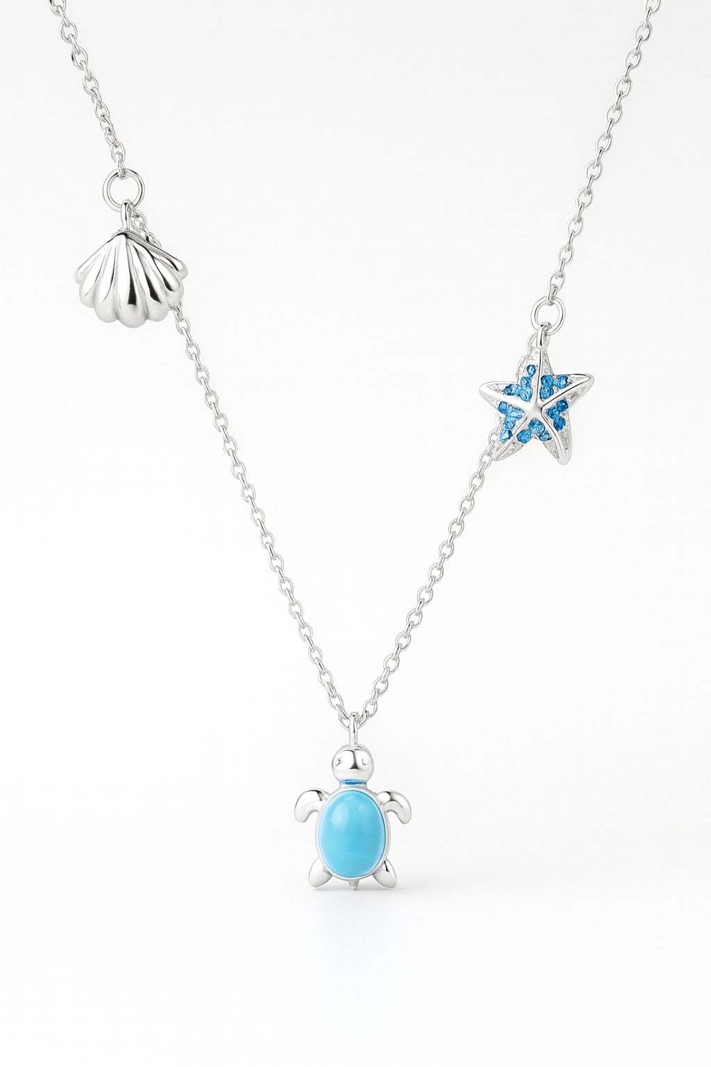 Silver Ocean Charm Necklace