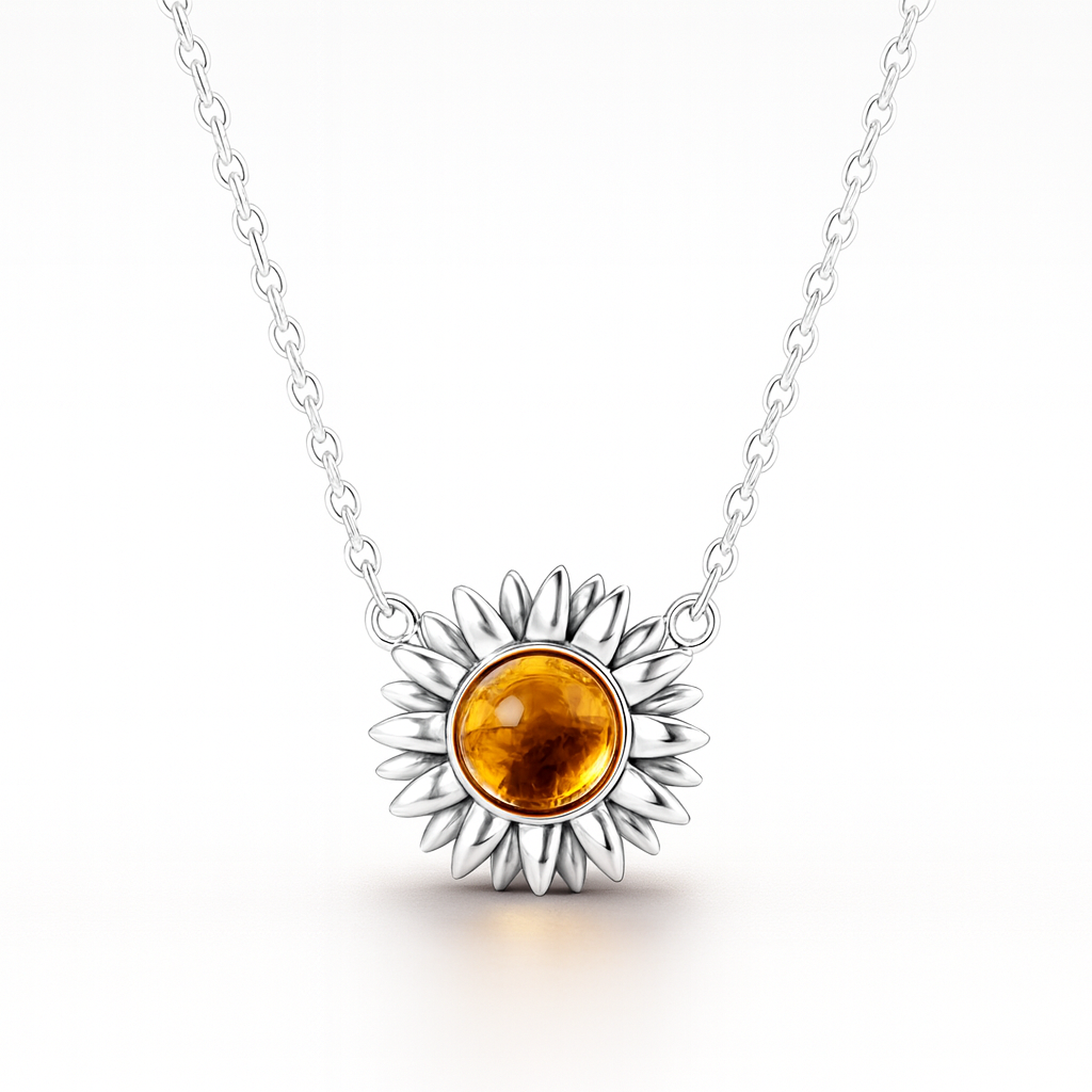 Silver Sunflower Necklace