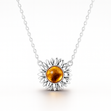 Silver Sunflower Necklace