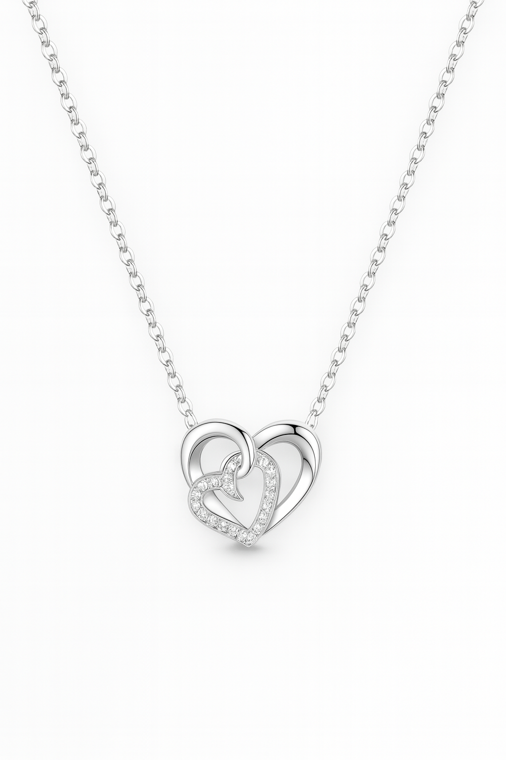 Silver Interlocking Hearts Necklace
