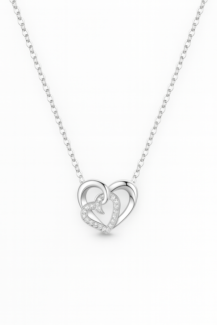 Silver Interlocking Hearts Necklace