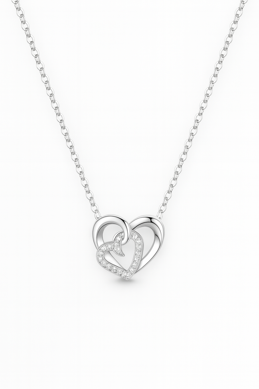 Silver Interlocking Hearts Necklace