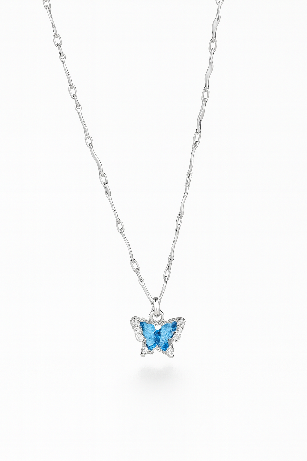 Blue Crystal Butterfly Necklace