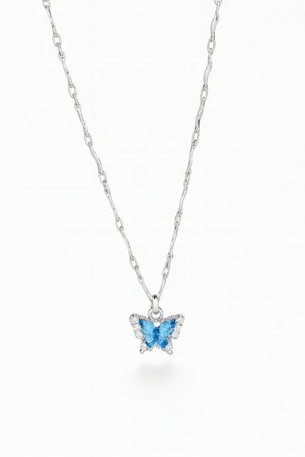 Blue Crystal Butterfly Necklace