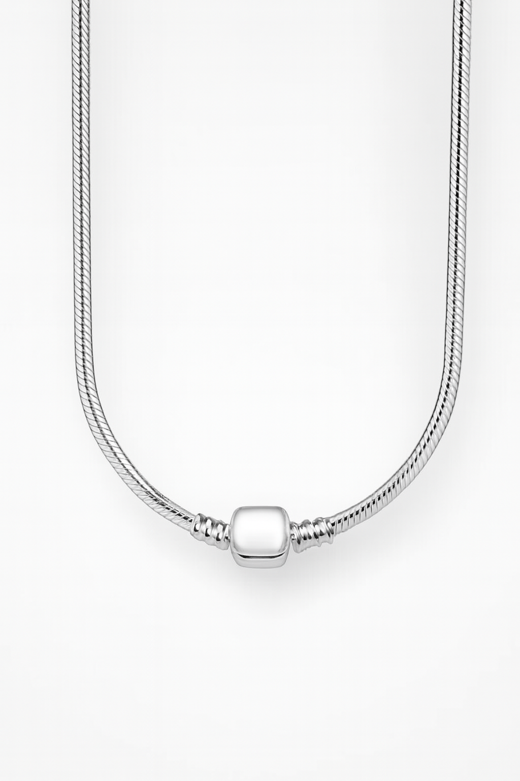 Silver Necklace with Classic Barrel Clasp