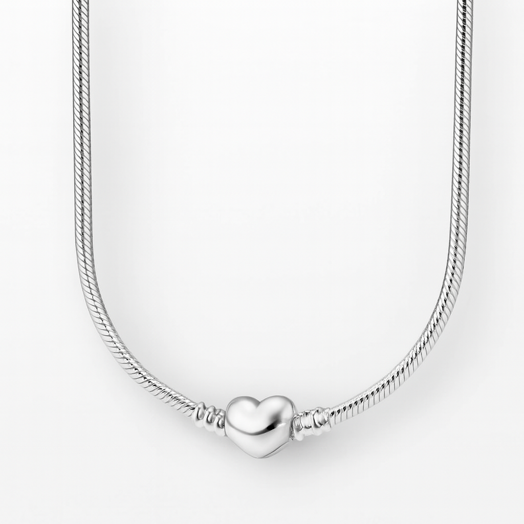 Silver  Necklace with Heart Clasp