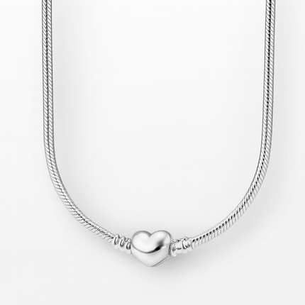 Silver  Necklace with Heart Clasp