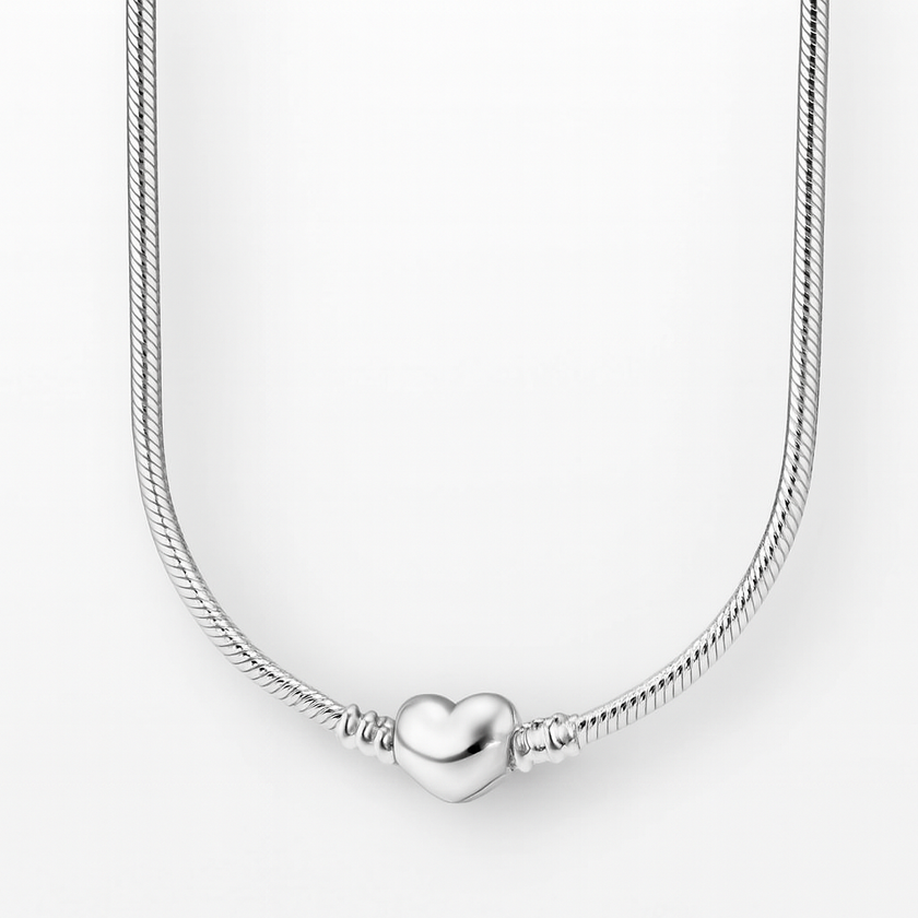 Silver  Necklace with Heart Clasp