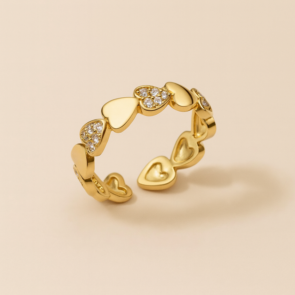 Gold Heart Linked Ring