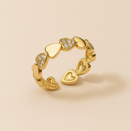 Gold Heart Linked Ring