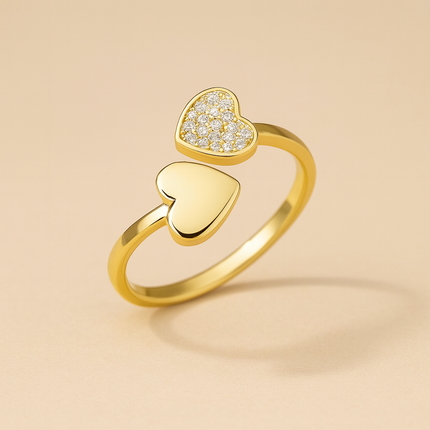 Gold Double Heart Ring