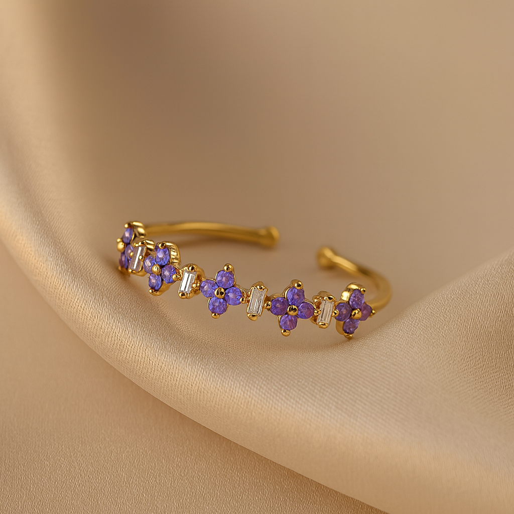 Violet Blossom Bar Ring