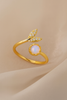 Elegant Leaf & Opal Glow Ring