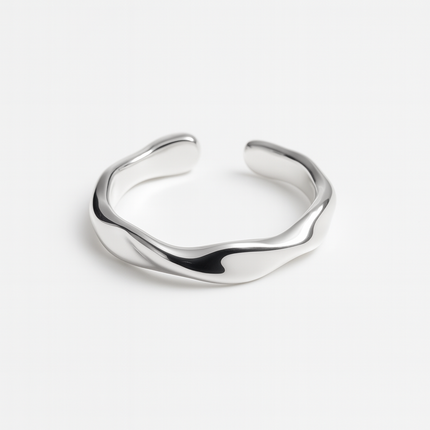 Fluid Wave Silver Ring