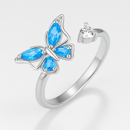 Blue Butterfly Crystal Ring