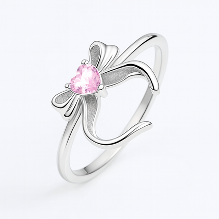Pink Heart Bow Ring