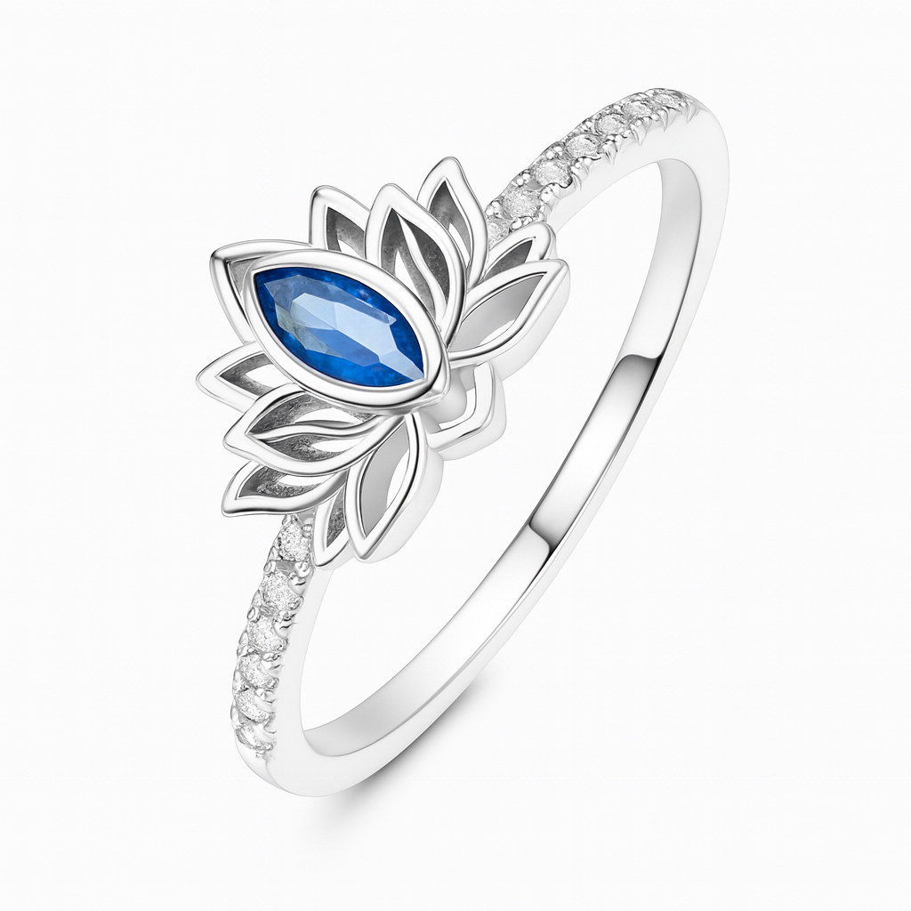 Blue Lotus Flower Ring