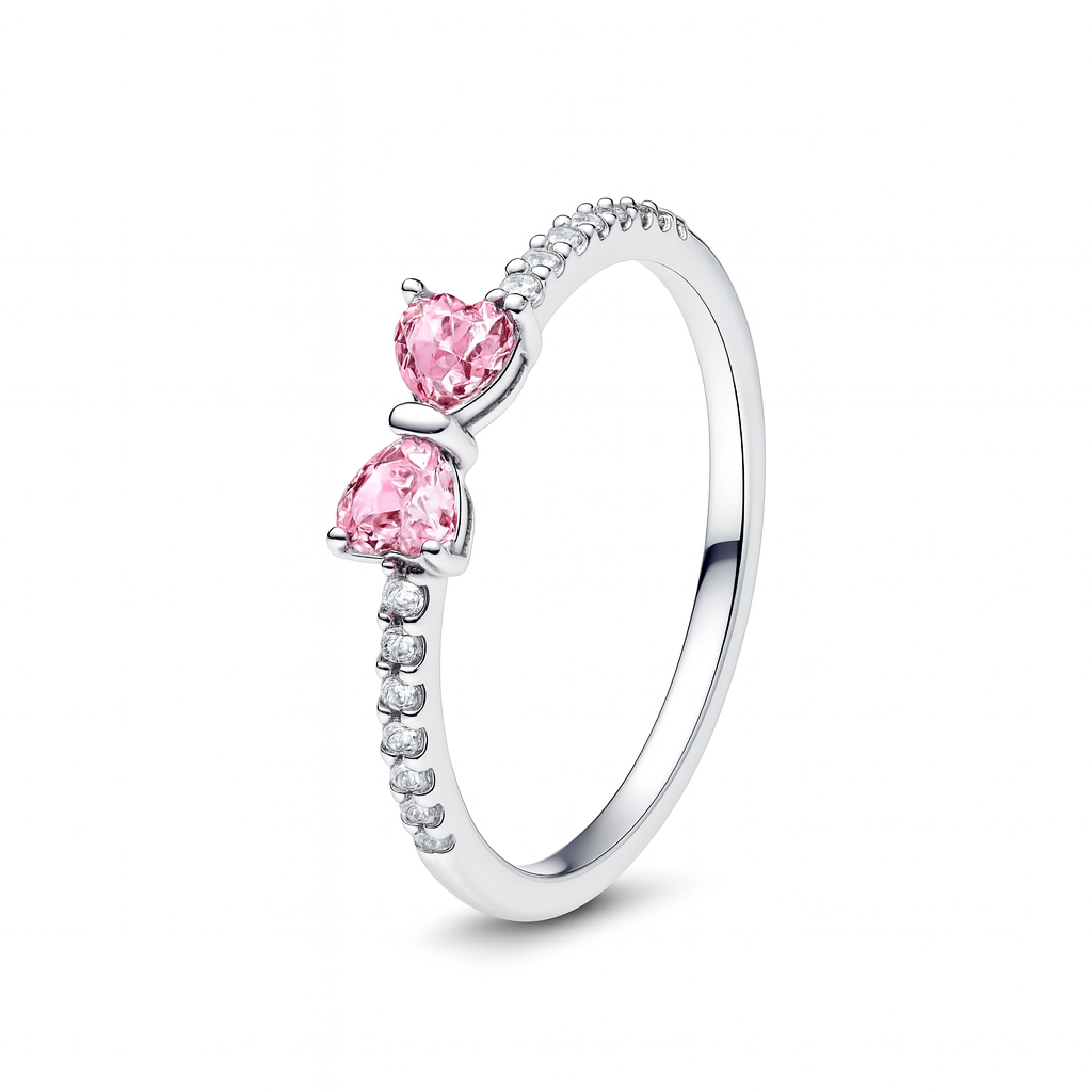 Twin Heart Pink Ring