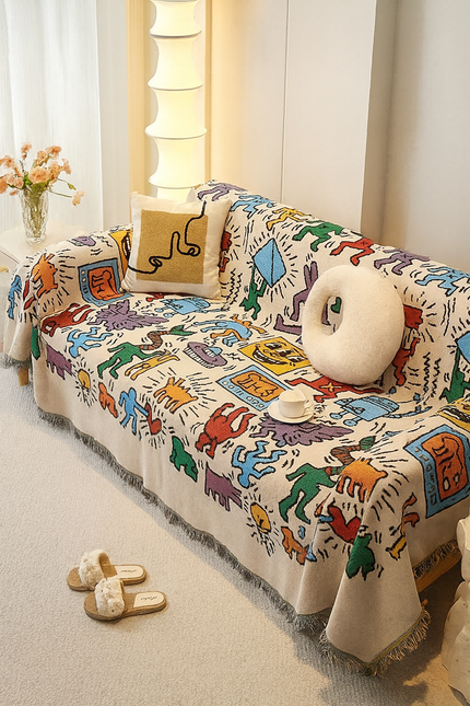 Double-Sided Graffiti Cotton Sofa Cover