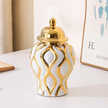 Golden Geometric Ceramic Ginger Jars