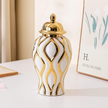 Golden Geometric Ceramic Ginger Jars