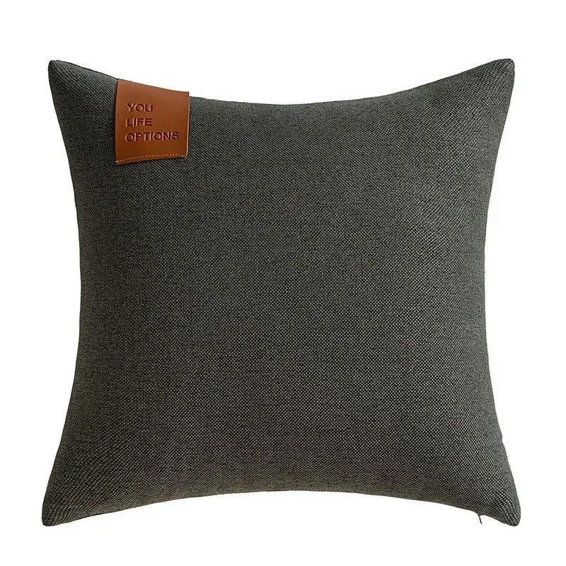 Leather Label Nordic Cushion Cover