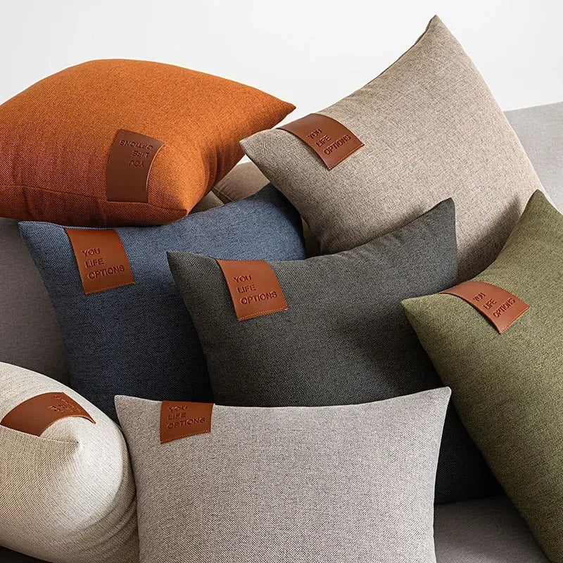 Leather Label Nordic Cushion Cover
