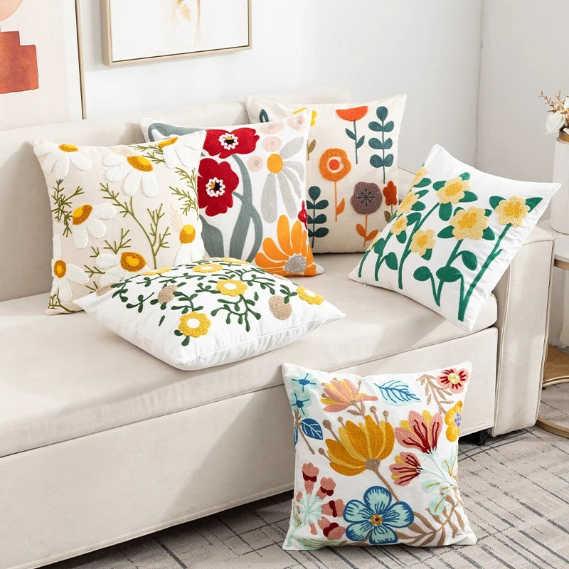 Embroidered Cotton Cushion Cover