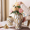 Golden Geometric Ceramic Ginger Jars