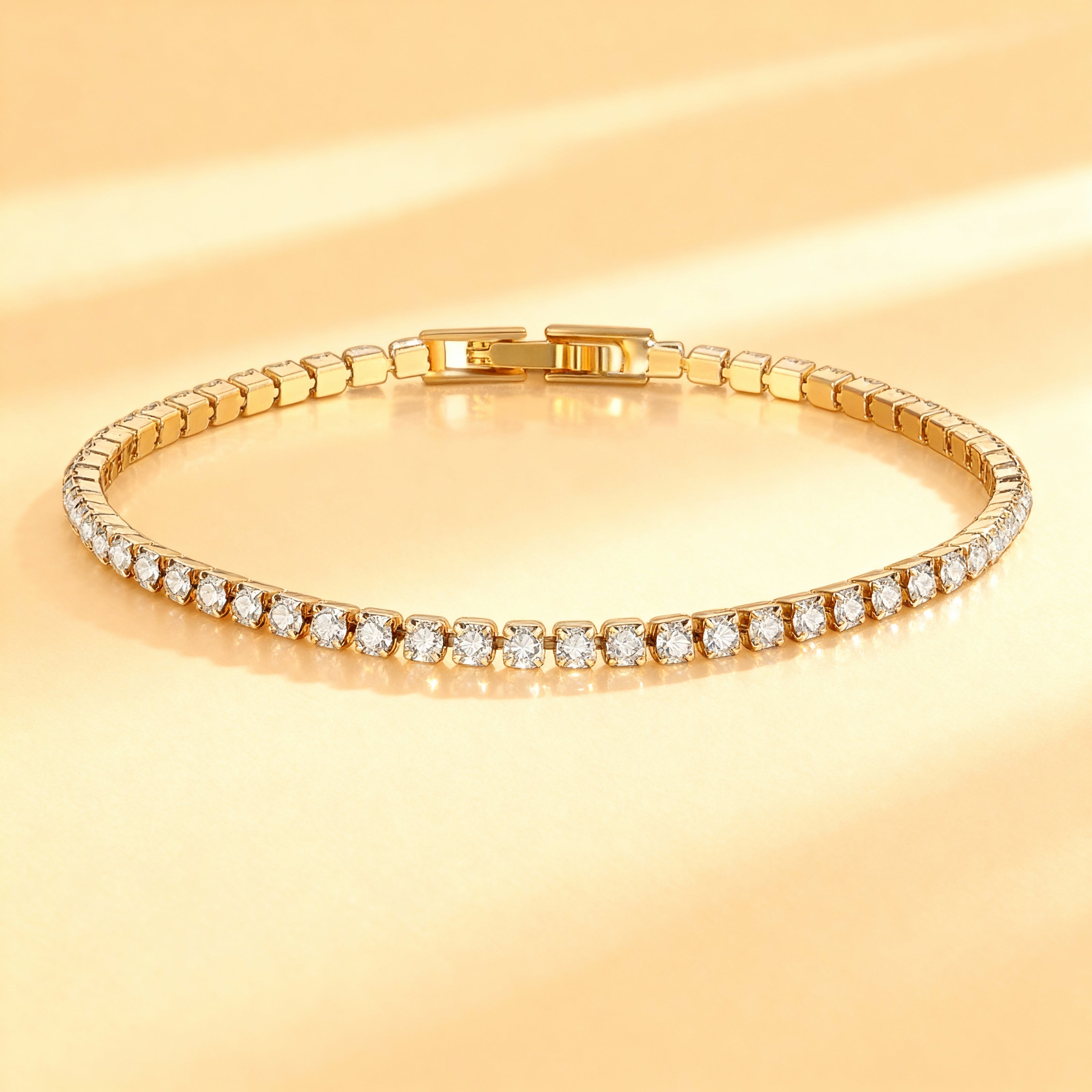 Gold Round Cubic Chain Bracelet