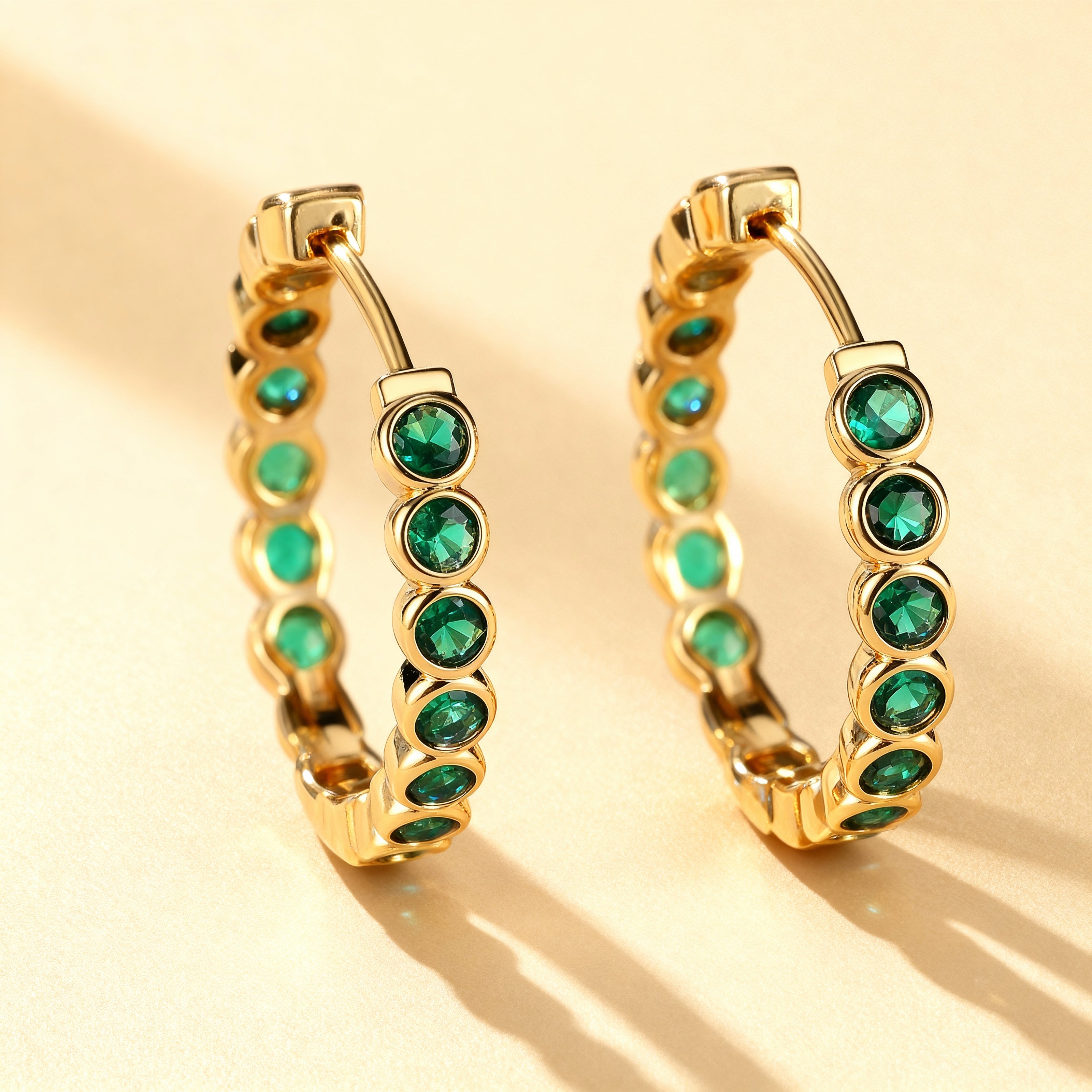 Sparkling Gemstone Hoop Earrings