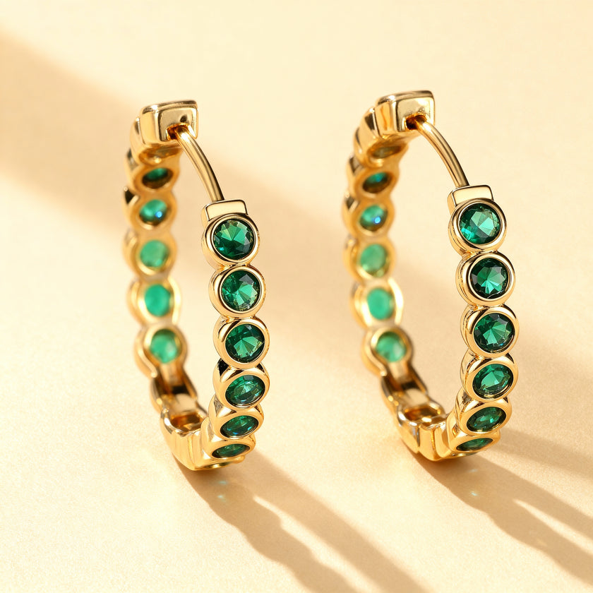 Sparkling Gemstone Hoop Earrings