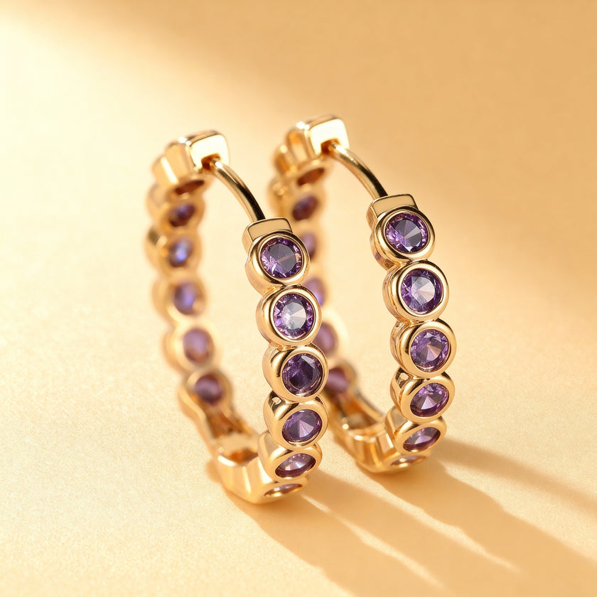 Sparkling Gemstone Hoop Earrings
