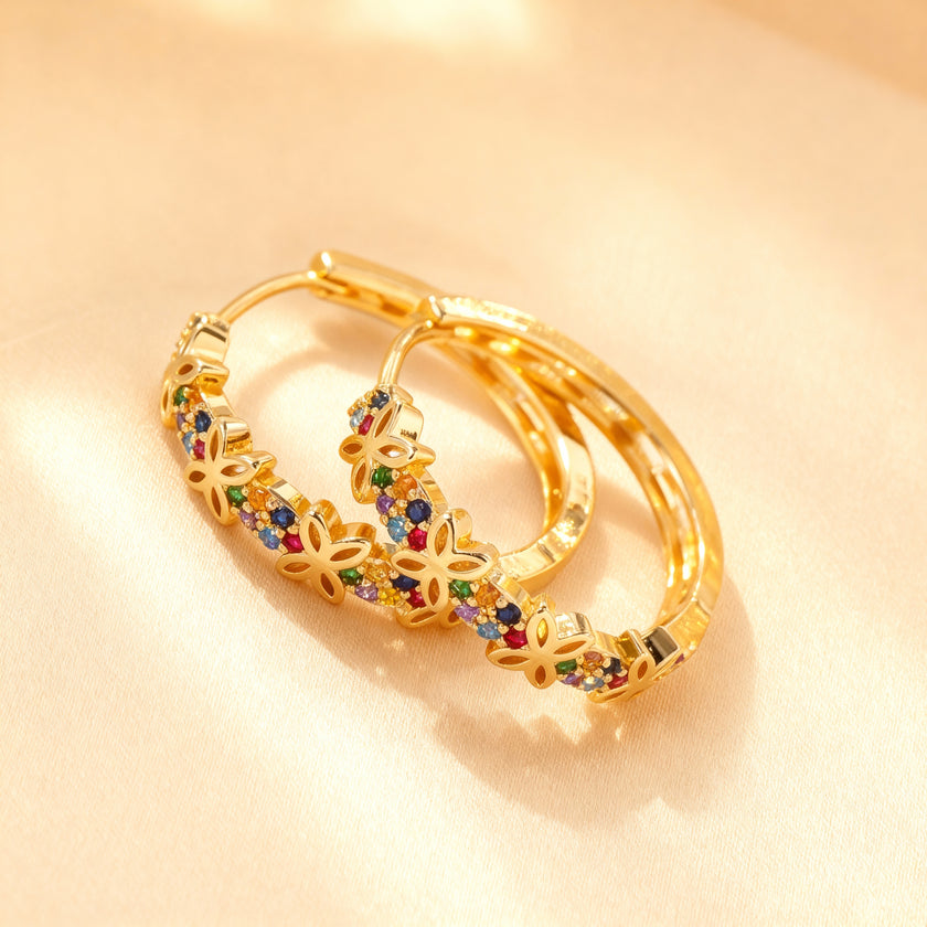 Colorful Floral Hoop Earrings