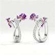 Purple Blossom Hoop Earrings