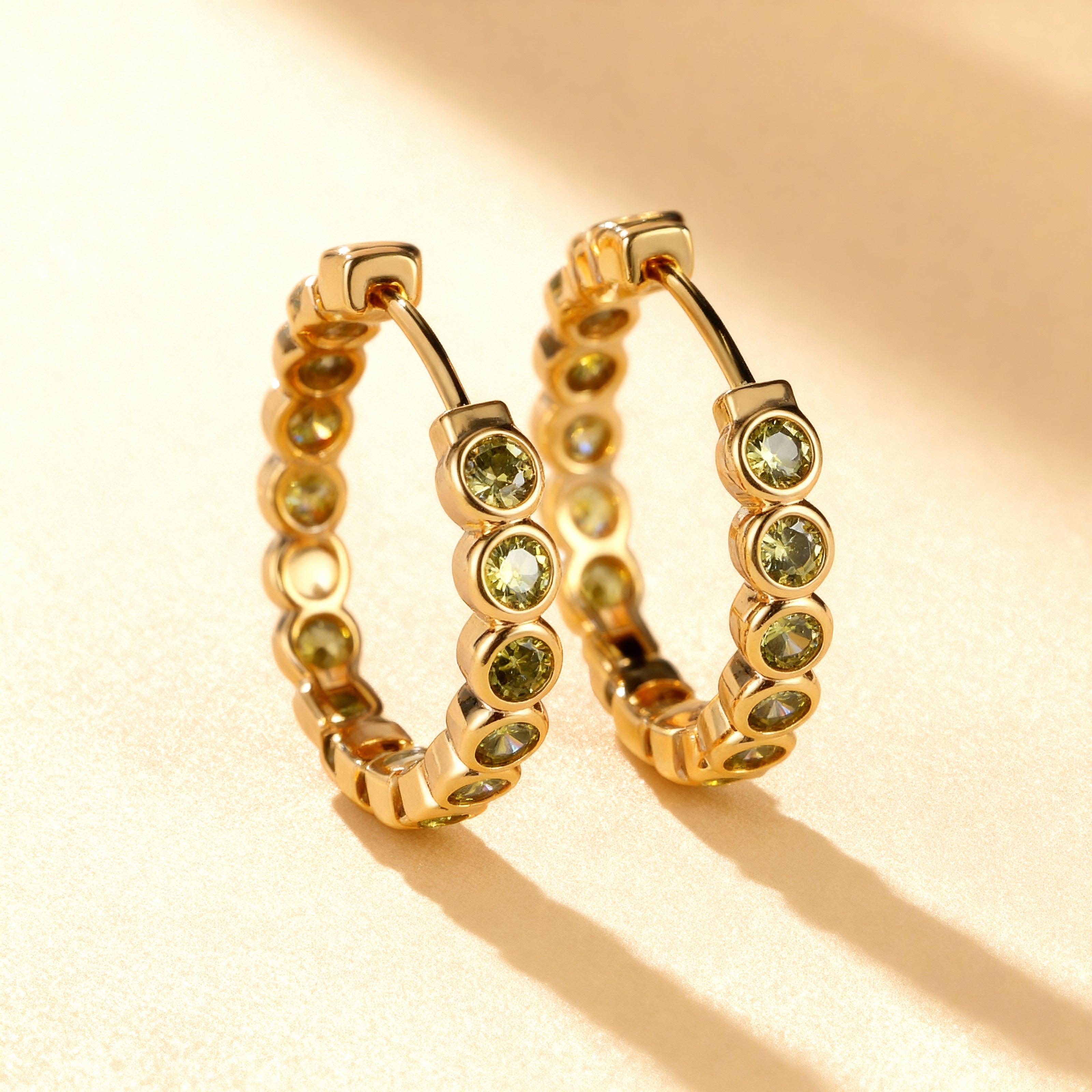 Sparkling Gemstone Hoop Earrings